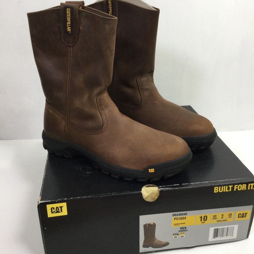 CAT Caterpillar P51034 Drawbar Pull-On Soft Toe Summer Brown Work Boots Shoes